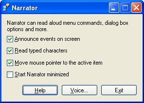 Narrator dialogue box