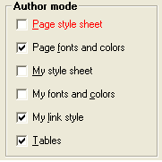 Opera's Preferences ssection for enabling and disabling the defined style sheet