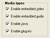 Opera's Media Types options