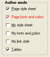Opera's option to suppress fonts and colours specified for the page